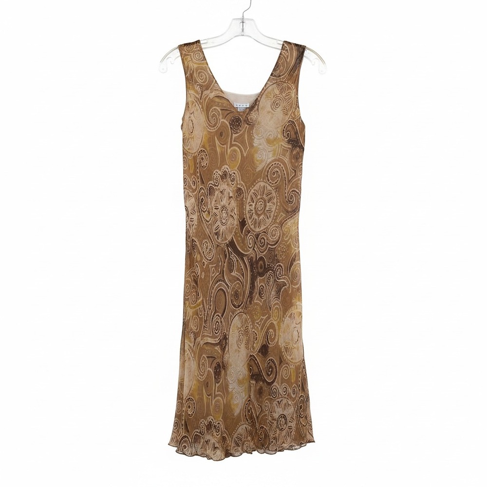 Lapis Brown Silk Midi Dress | Women’s Size M